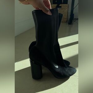 Black suede and leather boots